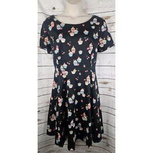 Eva Rose Cupcake Print Dress 4X Retro Fit & Flare Pinup Rockabilly Birthday